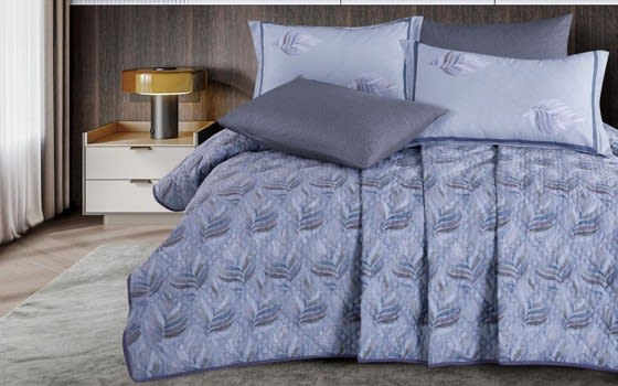 Virginia Cotton BedSpread Set 6 PCS - King Grey & Blue