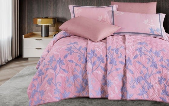 Virginia Cotton BedSpread Set 6 PCS - King Pink