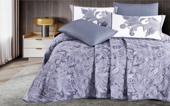 Virginia Cotton BedSpread Set 6 PCS - King Grey & L.Grey