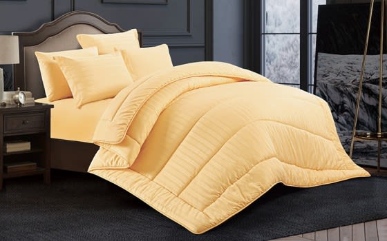 Lovely Stripe Hotel Comforter Bedding Set 6 PCS - King Yellow