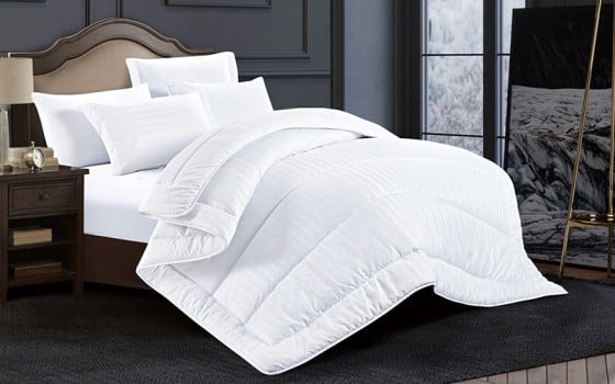 Lovely Stripe Hotel Comforter Bedding Set 6 PCS - King White