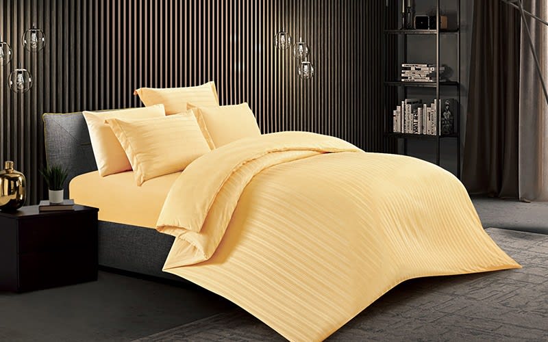 Lovely Stripe Quilt Cover Bedding Set Without Filling 4 Pcs - Single Yellow
