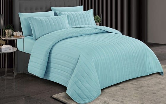 Lovely Stripe BedSpread Set 6 Pcs- King Turquoise