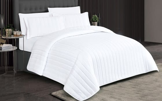 Lovely Stripe BedSpread Set 6 Pcs- King White