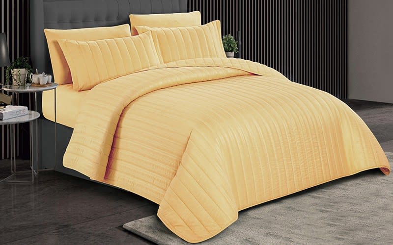 Lovely Stripe BedSpread Set4 Pcs- Single Yellow