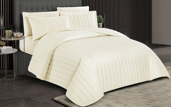 Lovely Stripe BedSpread Set4 Pcs- Single Cream