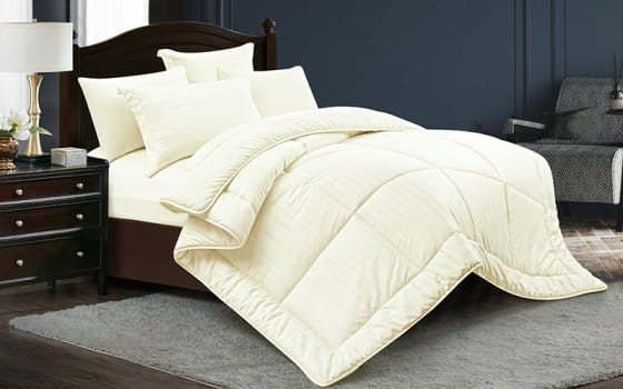 Ultimate Stripe Hotel Comforter Bedding Set 6 PCS - King Cream