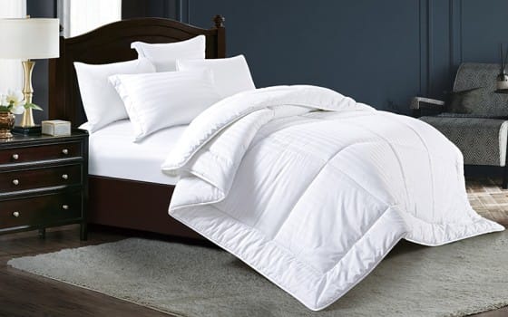 Ultimate Stripe Hotel Comforter Bedding Set 6 PCS - King White 