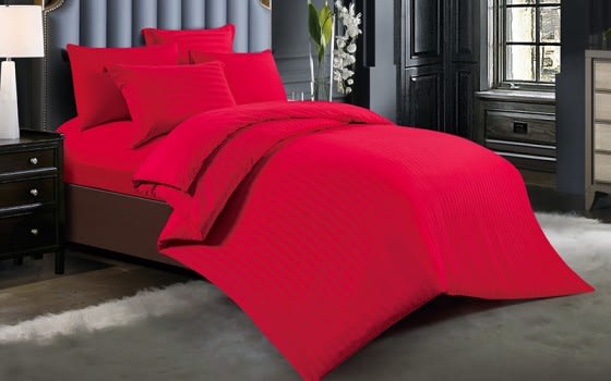 Ultimate Stripe Quilt Cover Bedding Set Without Filling 6 PCS - King Red