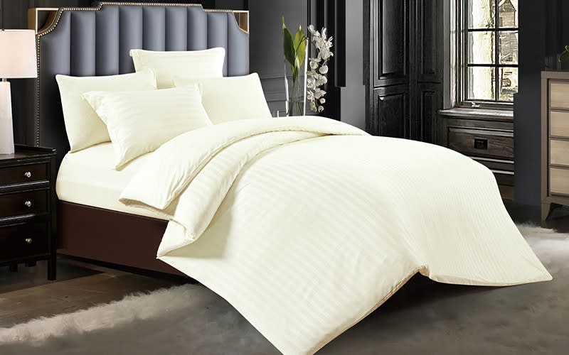 Ultimate Stripe Quilt Cover Bedding Set Without Filling 6 PCS - King Cream
