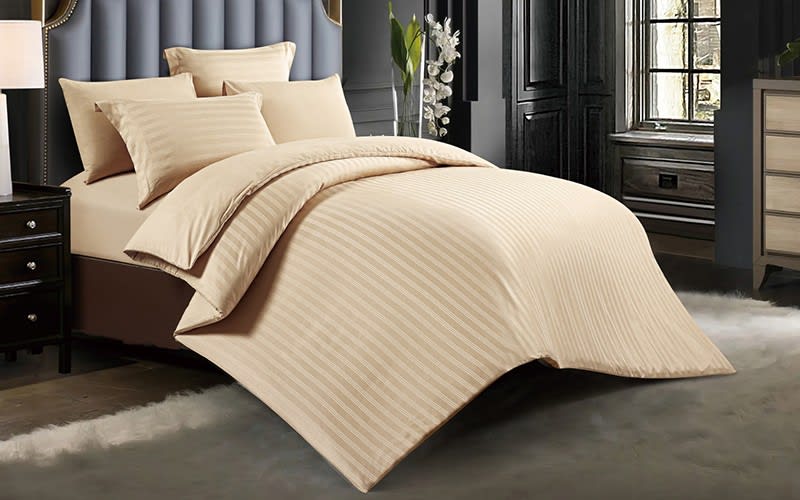 Ultimate Stripe Quilt Cover Bedding Set Without Filling 6 PCS - King Beige