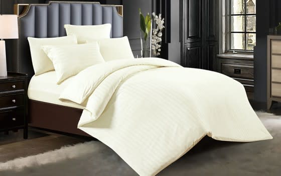 Ultimate Stripe Quilt Cover Bedding Set Without Filling 4 Pcs - Single Cream