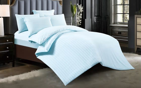 Ultimate Stripe Quilt Cover Bedding Set Without Filling 4 Pcs - Single L.Blue