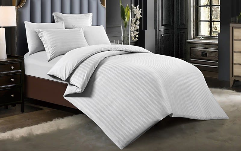 Ultimate Stripe Quilt Cover Bedding Set Without Filling 4 Pcs - Single L.Grey