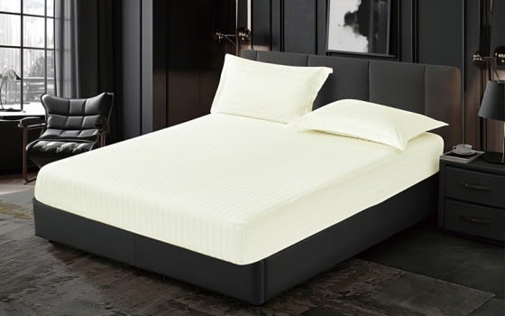 Ultimate Hotel Stripe Bedsheet Set 2 PCS - Single Cream