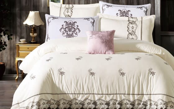 Valeria Embroidered Comforter Bedding Set 7 PCS - King Cream