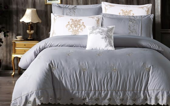 Valeria Embroidered Comforter Bedding Set 7 PCS - King Grey