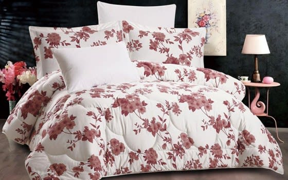 Milan Cotton Comforter Bedding Set 6 PCS - King White & Brown
