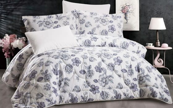 Milan Cotton Comforter Bedding Set 6 PCS - King White & Grey