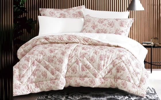 Alinta Cotton Comforter Bedding Set 6 PCS - King White & L.Pink