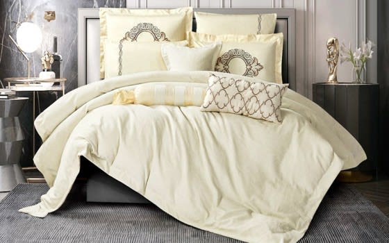 Sirena Quilt Cover Set With Filling Cotton Jacquard 10 PCS - King Cream
