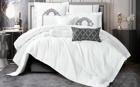 Sirena Quilt Cover Set With Filling Cotton Jacquard 10 PCS - King White