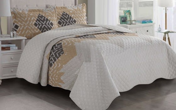 Valentini Printed Bed Spread Bedding Set 2 PCS - Single Off White & Beige