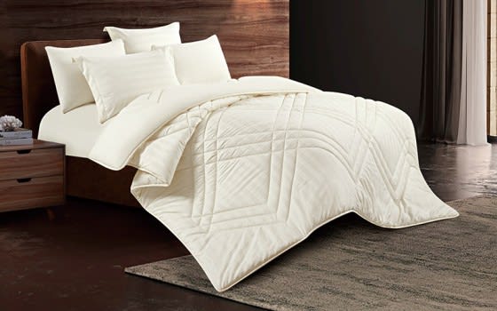 Sunrise Stripe Hotel Comforter Bedding Set 6 PCS - King Cream