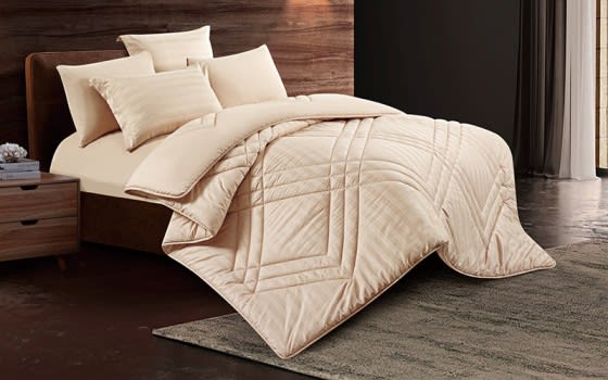 Sunrise Stripe Hotel Comforter Bedding Set 6 PCS - King Beige