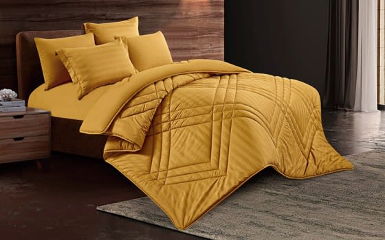 Sunrise Stripe Hotel Comforter Bedding Set 6 PCS - King D.Beige