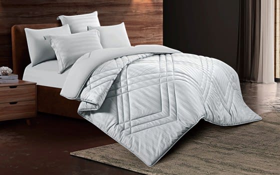 Sunrise Stripe Hotel Comforter Bedding Set 4 PCS - Single L.Grey
