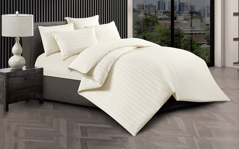 Sunrise Stripe Quilt Cover Bedding Set Without Filling 6 PCS - King Cream
