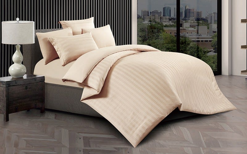 Sunrise Stripe Quilt Cover Bedding Set Without Filling 6 PCS - King Beige