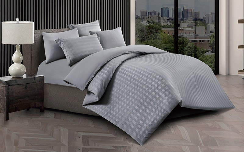 Sunrise Stripe Quilt Cover Bedding Set Without Filling 6 PCS - King D.Grey