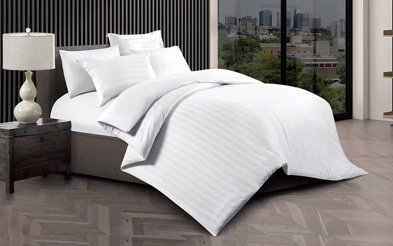 Sunrise Stripe Quilt Cover Bedding Set Without Filling 6 PCS - King White