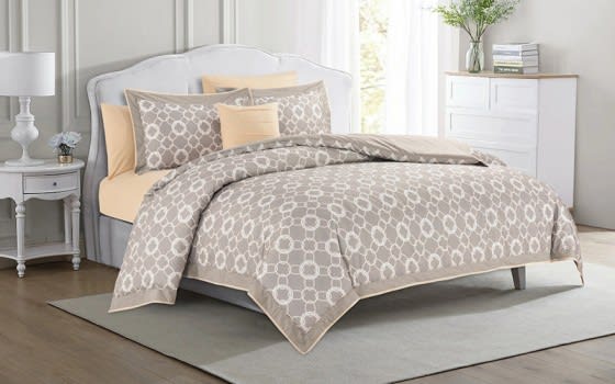 Cannon Luxurious Cotton Comforter Bedding Set 7 PCS - King Beige