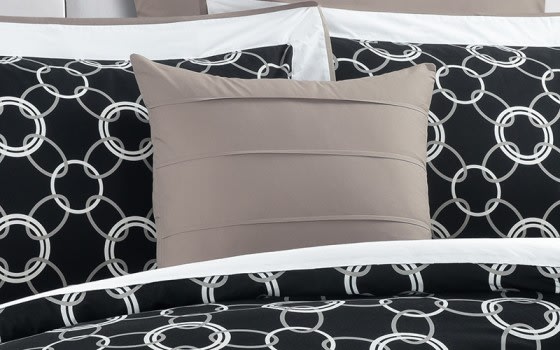 Cannon Luxurious Cotton Quilt Cover Bedding Set Without filling 6 PCS - King Black