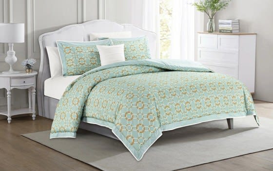 Cannon Luxurious Cotton Quilt Cover Bedding Set Without filling 6 PCS - King Green
