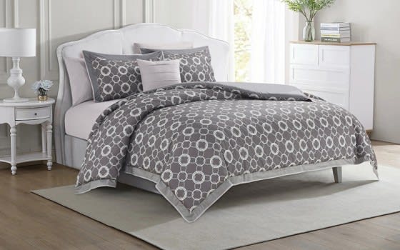 Cannon Luxurious Cotton Quilt Cover Bedding Set Without filling 6 PCS - King Grey