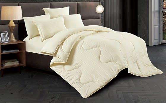 Nour Stripe Hotel Comforter Bedding Set 6 PCS - King Cream