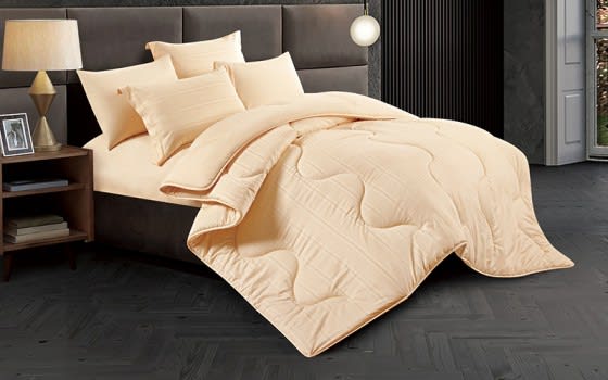 Nour Stripe Hotel Comforter Bedding Set 6 PCS - King L.Beige