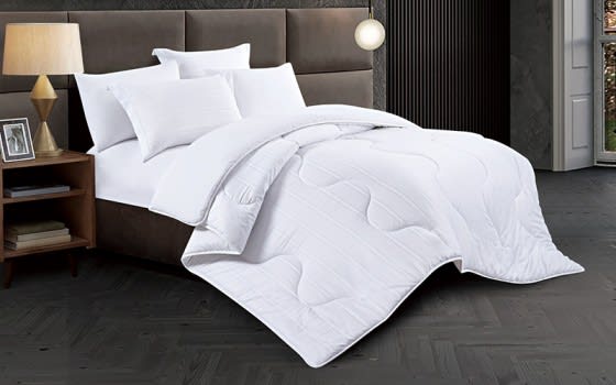 Nour Stripe Hotel Comforter Bedding Set 6 PCS - King White