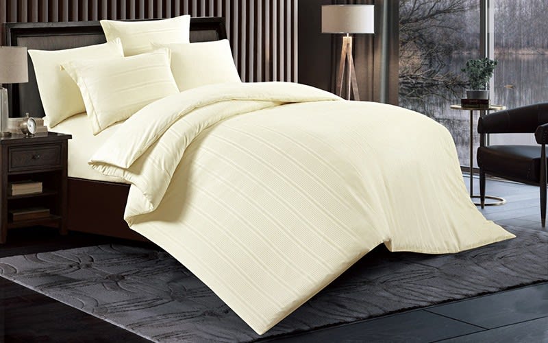 Nour Stripe Quilt Cover Bedding Set Without Filling 6 Pcs - King Cream