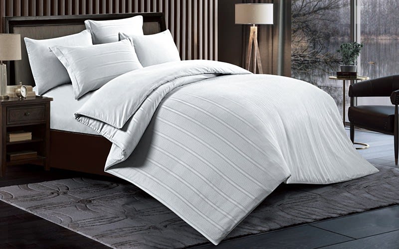 Nour Stripe Quilt Cover Bedding Set Without Filling 6 Pcs - King Grey
