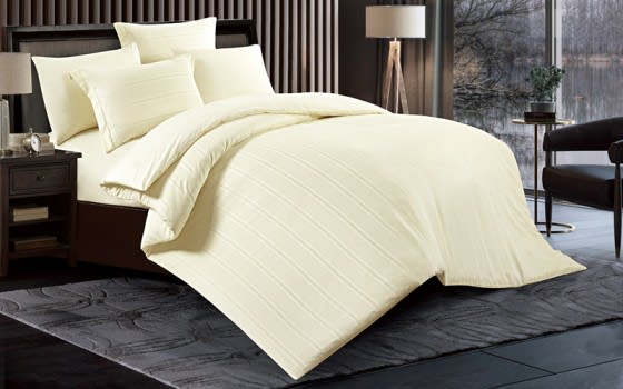 Nour Stripe Quilt Cover Bedding Set Without Filling 4 Pcs - Single Cream