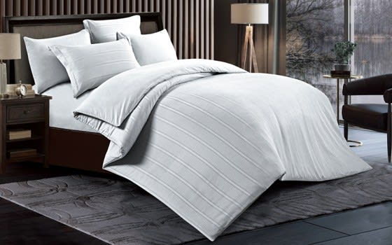 Nour Stripe Quilt Cover Bedding Set Without Filling 4 Pcs - Single Grey