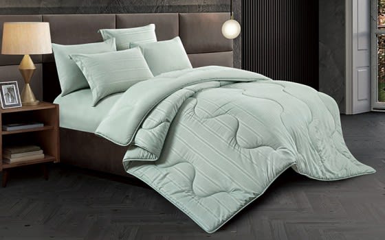 Nour Stripe Hotel Comforter Bedding Set 4 PCS - Single Mint