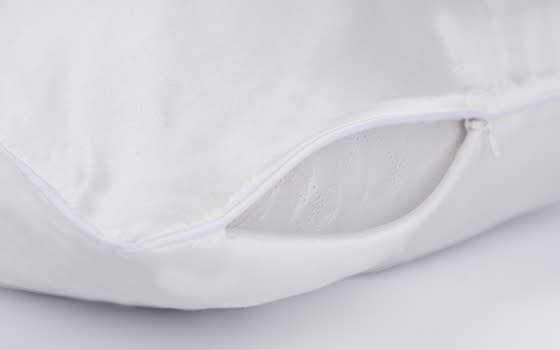 غطاء وسادة بوجهين تنسل و حرير 16 مومي 1 قطعة - أبيض