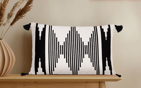 Luxury Cushion With Filling ( 50 x 30 ) - White & Black