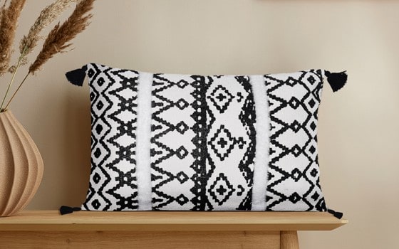 Luxury Cushion With Filling ( 50 x 30 ) - White & Black